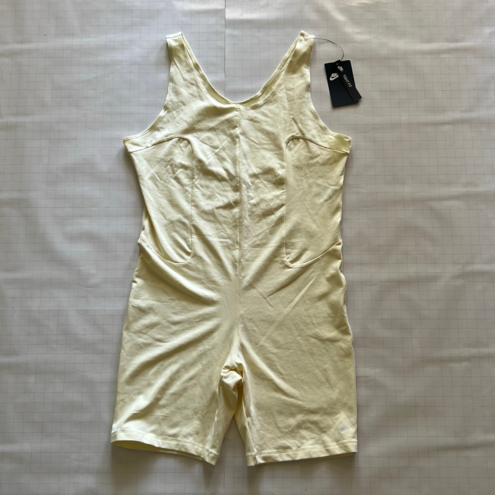 Nike Women's Activewear Jumpsuit Yellow Size L Dri-Fit Stretch Yoga Romper New
